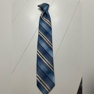 jcpenney Blue and Cream Diagonal Stripe Men's Tie Clip On